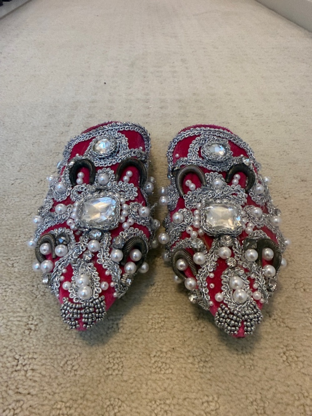 Jeffrey Campbell Pink Jeweled Embellished Slip-On Mules